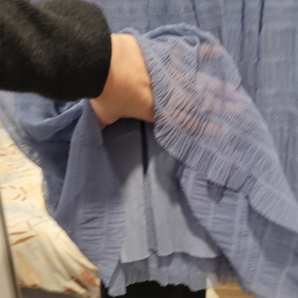 Max Studio Womens Cambray Stripe Sheer-yoke Crew Neck Blouse Size L - Picture 6 of 6